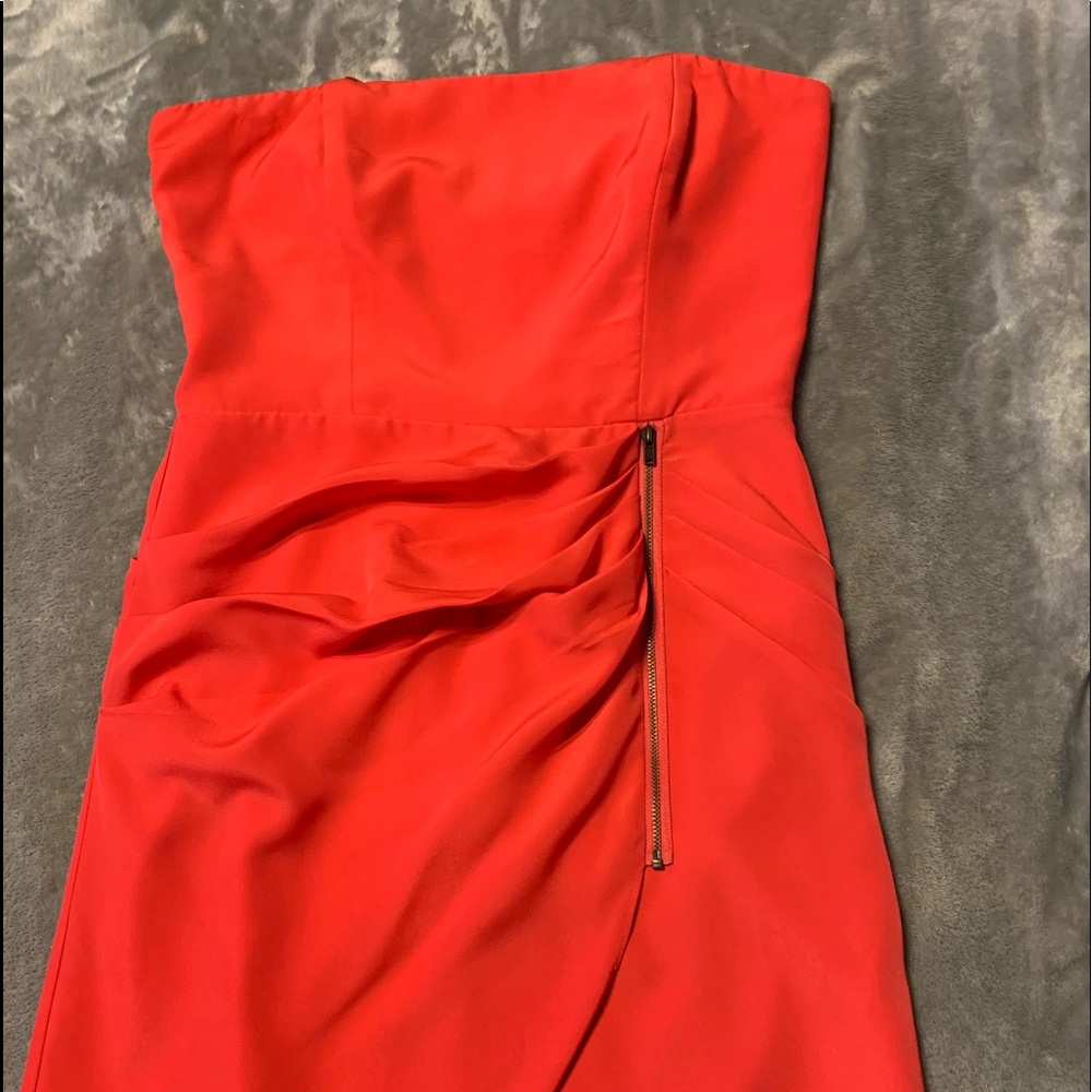 Gianni B salmon strapless dress